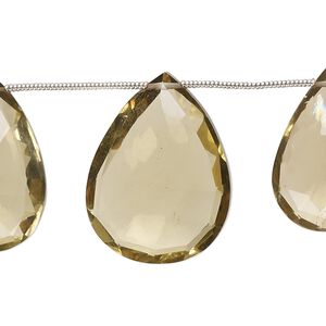 Golden quartz 1pkg9, hand-cut top-drilled faceted puffed teardrop bead 12x10mm-26x20mm