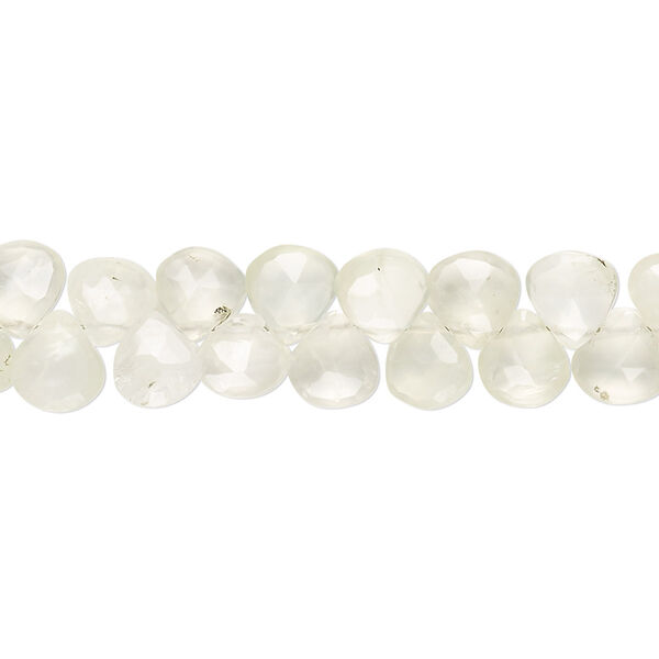 Bead, prehnite (natural), 6x5mm-7mm hand-cut top-drilled faceted teardrop with 0.4-1.4mm hole, C grade, Mohs hardness 6 to 6-1/2. Sold per 7-1/2 inch strand. image number 0