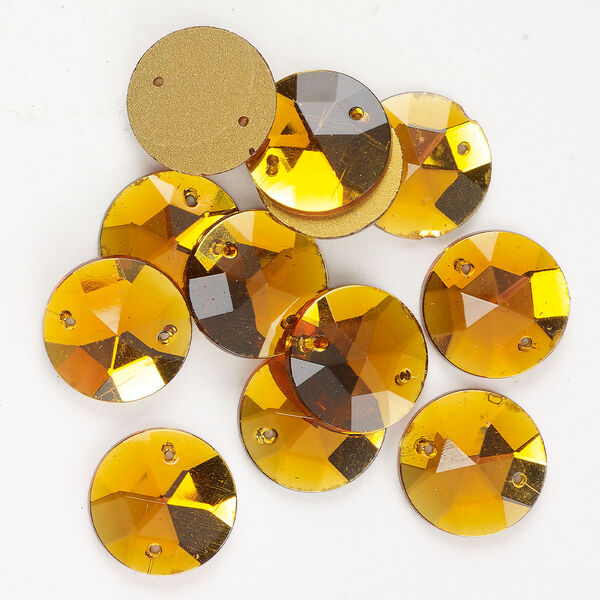 Sew-on 12pk topaz, vintage Preciosa Czech crystal 20mm round image number 0
