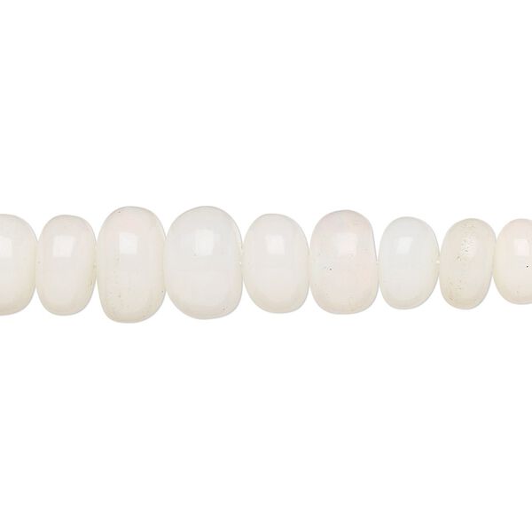 Ethiopian white opal 1pkg1, hand-cut rondelle bead natural 14 inch graduated 3x2mm-9x5mm image number 0