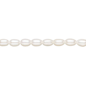 Freshwater pearl 1pkg1, rice, 15.5-16 inch white 4mm cultured