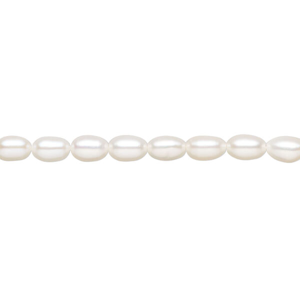 Freshwater pearl 1pkg1, rice, 15.5-16 inch white 4mm cultured image number 0