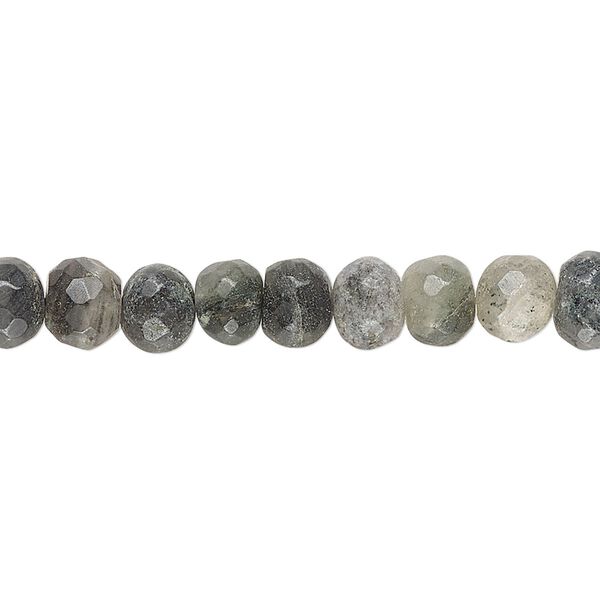 Black spotted quartz 1pkg1, hand-cut faceted uneven round / rondelle bead natural 14 inch 6-7mm / 7x5mm image number 0