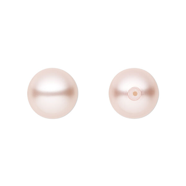 Pearl 4pk rosaline, Preciosa Czech crystal 12mm half-drilled round image number 0