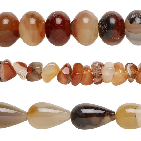 Red agate / black agate 1pkg3, mixed shape bead 15 inch mix 8x5mm-19x13mm image number 0