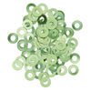 Washer, anodized aluminum, green, 13mm double-sided flat round blank with 6mm hole, 20 gauge. Sold per pkg of 100. image number 1