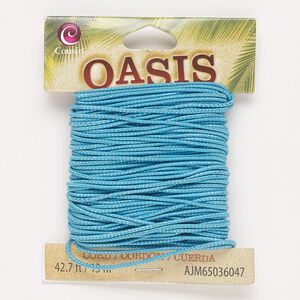 Cord, elastic, blue and silver, 1mm round. Sold per 13-meter pkg.