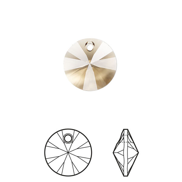 Drop 12pk light Colorado topaz, Crystal Passions® 12mm pendant mini disk 6428 image number 0