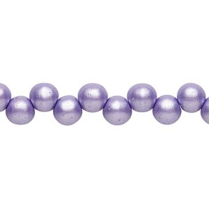Bead, Preciosa, Czech pressed glass druk, opaque satin purple, 6mm top-drilled round. Sold per pkg of 30.