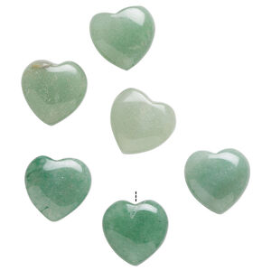 Green aventurine 1pkg6, half-drilled puffed heart drop natural 12-13mm