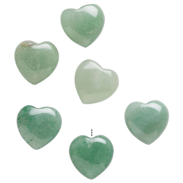 Green aventurine 1pkg6, half-drilled puffed heart drop natural 12-13mm image number 0