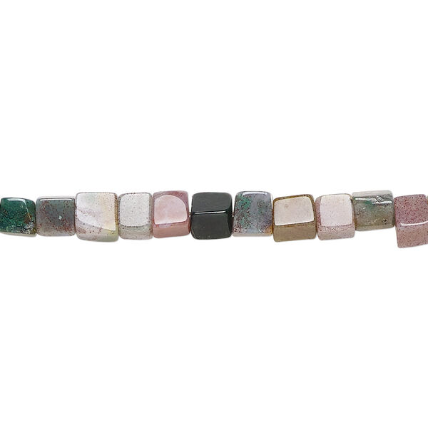 Bead, fancy jasper (natural), 4x4mm cube, B grade, Mohs hardness 6-1/2 to 7. Sold per 15-1/2" to 16" strand. image number 0