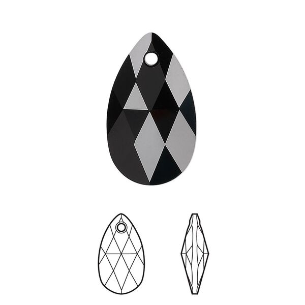 Drop 1pk jet, Crystal Passions® 22x13mm pendant pear 6106 image number 0