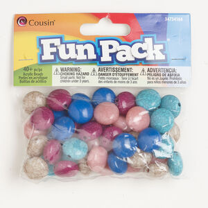 Bead mix 1pkg40, acrylic, mixed colors, 17-18mm puffed flat round.