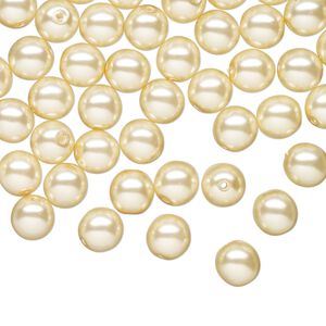 Bead druk Czech pearl-coated glass 60pk 6mm round, opaque cream