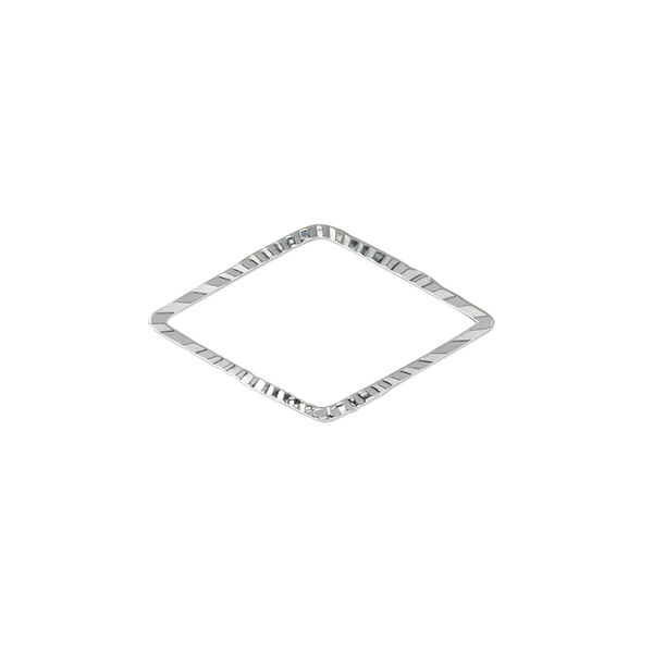 Component, silver-plated brass, 23x13mm single-sided diamond-cut open diamond, 1.3mm thick. Sold per pkg of 100. image number 0