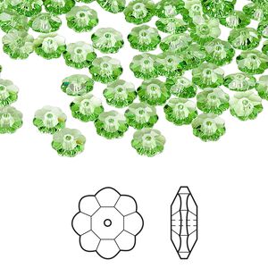 Margarita flower 144pk peridot, Crystal Passions® 6x2mm 3700