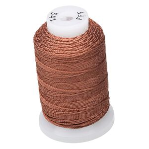 Thread, Purely Silk™, 3-ply, brown, size FFF. Sold per 92-yard spool.
