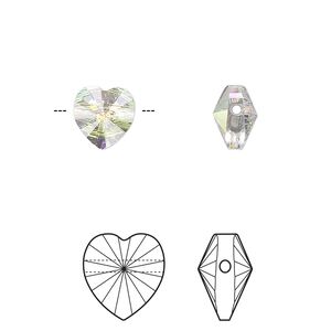 Bead 2pk crystal AB, Crystal Passions® 8mm heart 5742