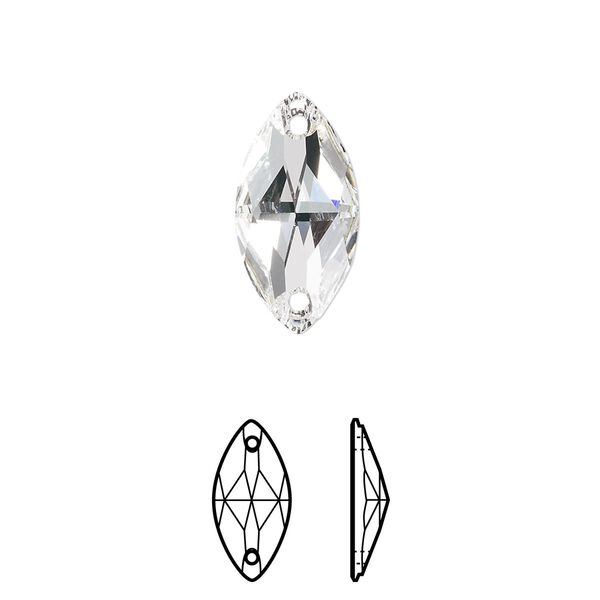 Sew-on 2pk crystal foil back, Crystal Passions® 18x9mm navette 3223 image number 0