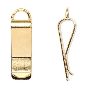 Bookmark clip, gold-plated brass, 30x10mm with loop. Sold per pkg of 10.