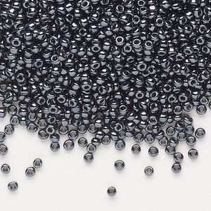 Seed bead, Dyna-Mites™, glass, pkg/40g, #11 round, opaque iris silver, (928 11/0 RR).