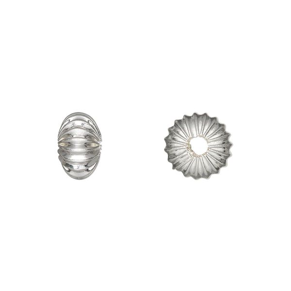 Bead, silver-plated brass, 10x6mm corrugated rondelle. Sold per pkg of 10. image number 0