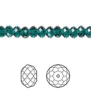 Bead 360pk emerald, Swarovski® 6x4mm rondelle 5040
