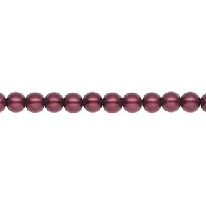 Pearl 2pk bordeaux, Celestial Crystal® 4mm round 15.5-16 inch