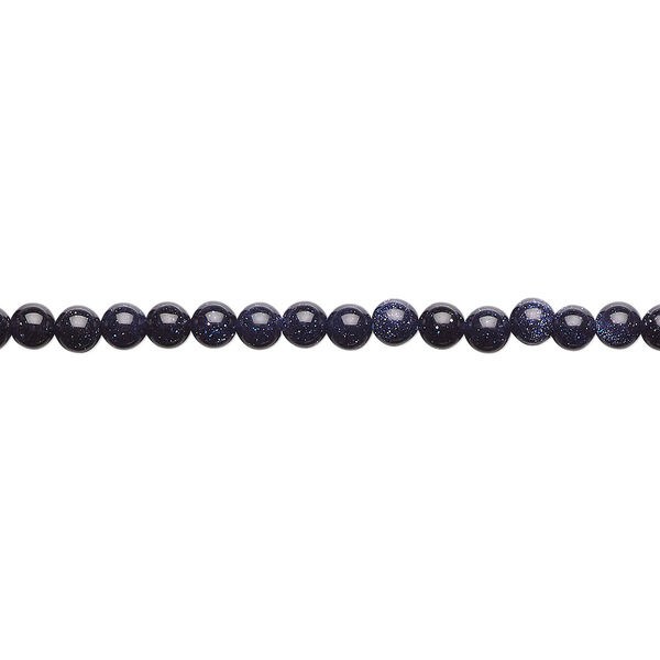 Bead, blue goldstone (glass) (man-made), 3mm round. Sold per 15-1/2" to 16" strand. image number 0