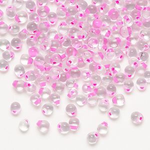 Seed bead, Miyuki, glass, pkg/10g, 4x3.4mm fringe, transparent lavender inside dyed color clear (DPF-23).