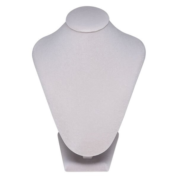 Display, necklace, velveteen and steel, grey, 9 x 7 x 5 inches. Sold individually. image number 0