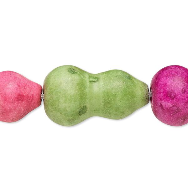 Bead, "howlite" (resin) (imitation), mixed colors, 24x14mm-26x15mm vase. Sold per 8-inch strand. image number 0