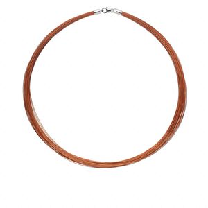 Necklace, nylon-coated stainless steel and imitation rhodium plate sterling silver, pkg/1, 48-50 strand, 15.5 to 16 inches with lobster claw clasp, copper.