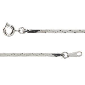 Chain, silver-finished stainless steel, 1.7mm beading, 18 inches with springring clasp. Sold individually.