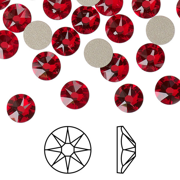 Flat back 12pk light Siam foil back, Crystal Passions® 7.07-7.27mm rose round SS34 2088 image number 0