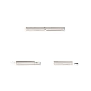 Clasp twist-in 1pkg6 silver-plated, 18x1.8mm tube / fits up to 1mm cord, brass 1-strand