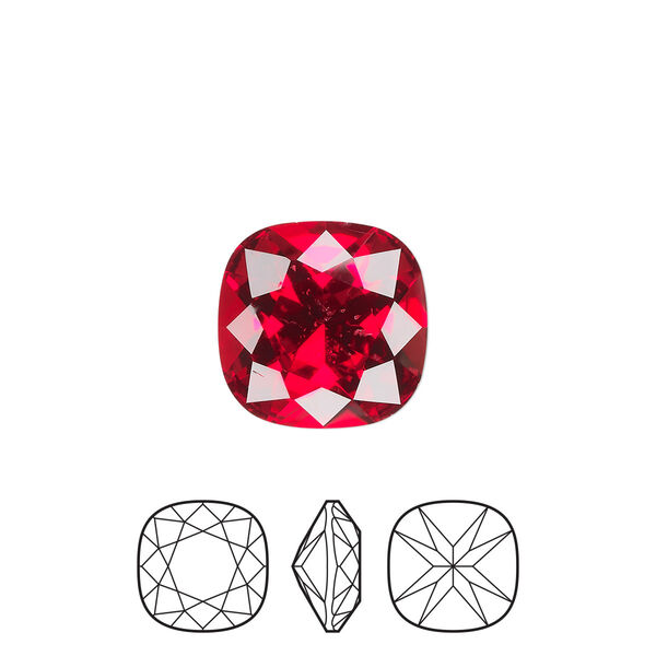 Fancy stone 144pk light Siam foil back, Preciosa MAXIMA Czech crystal rhinestone 12mm cushion square image number 0