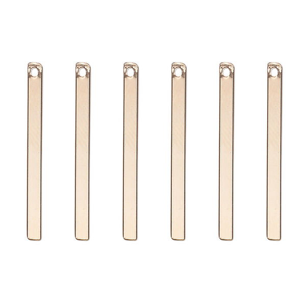 Drop, 14Kt gold-filled, 25x2mm smooth bar. Sold per pkg of 6. image number 0