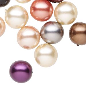 Bead mix, Czech glass pearl, mixed colors, 12mm round. Sold per 3-ounce pkg, approximately 40 beads.