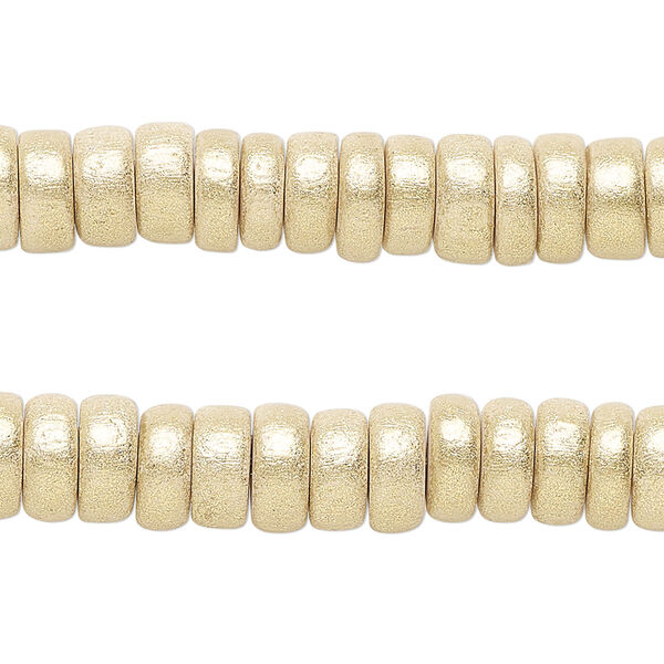 Taiwanese cheesewood 1pkg2, hand-cut painted rondelle bead 15.5-16 inch frosted yellow gold 8x4mm image number 0