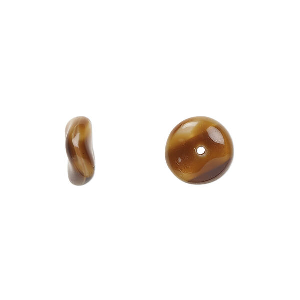 Bead, Czech pressed glass, gold/black, 10x4mm rondelle. Sold per 15" to 16" strand. image number 0