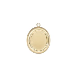 Drop, 14Kt gold-filled, 15.5x14mm single-sided oval with 12x10mm oval setting. Sold individually.