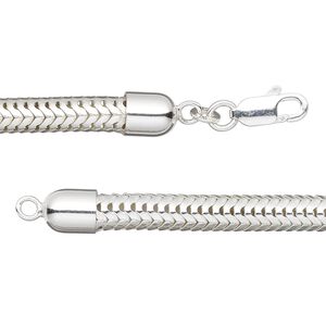 Chain 1pkg1 sterling silver snake, 5.5mm / lobster claw clasp, 18 inch