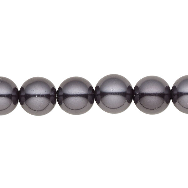 Bead, Hemalyke™ (man-made), pearlescent black, 10mm round. Sold per 15-1/2" to 16" strand. image number 0