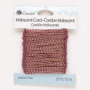 Cord, nylon, iridescent red and green, 1mm flat. Sold per 59-foot pkg.
