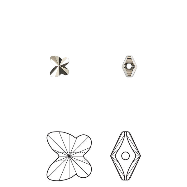 Bead 12pk crystal metallic light gold 2X, Crystal Passions® 5x4mm butterfly 5754 image number 0