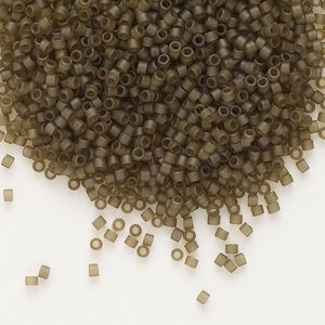 Seed bead, Delica®, glass, pkg/7.5g, #11 round, translucent matte glazed luster smoky quartz (DB-0384).