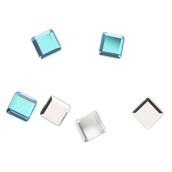 Flat back 6pk crystal Bermuda blue, Preciosa Czech crystal rhinestone 6mm cube image number 0