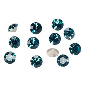 Chaton 144pk blue zircon foil back, Preciosa MAXIMA Czech crystal rhinestone 6.14-6.32mm 15-cut faceted round SS29